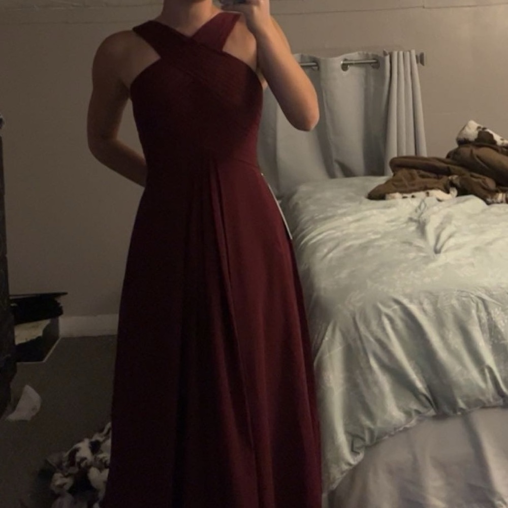 AZAZIE bridesmaid dress color: Cabernet. Size: small with a lined top.